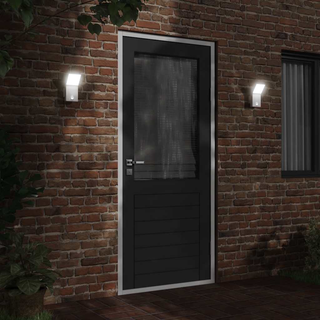 Vidaxl buitenwandlamp led met sensoren gegoten aluminium wit