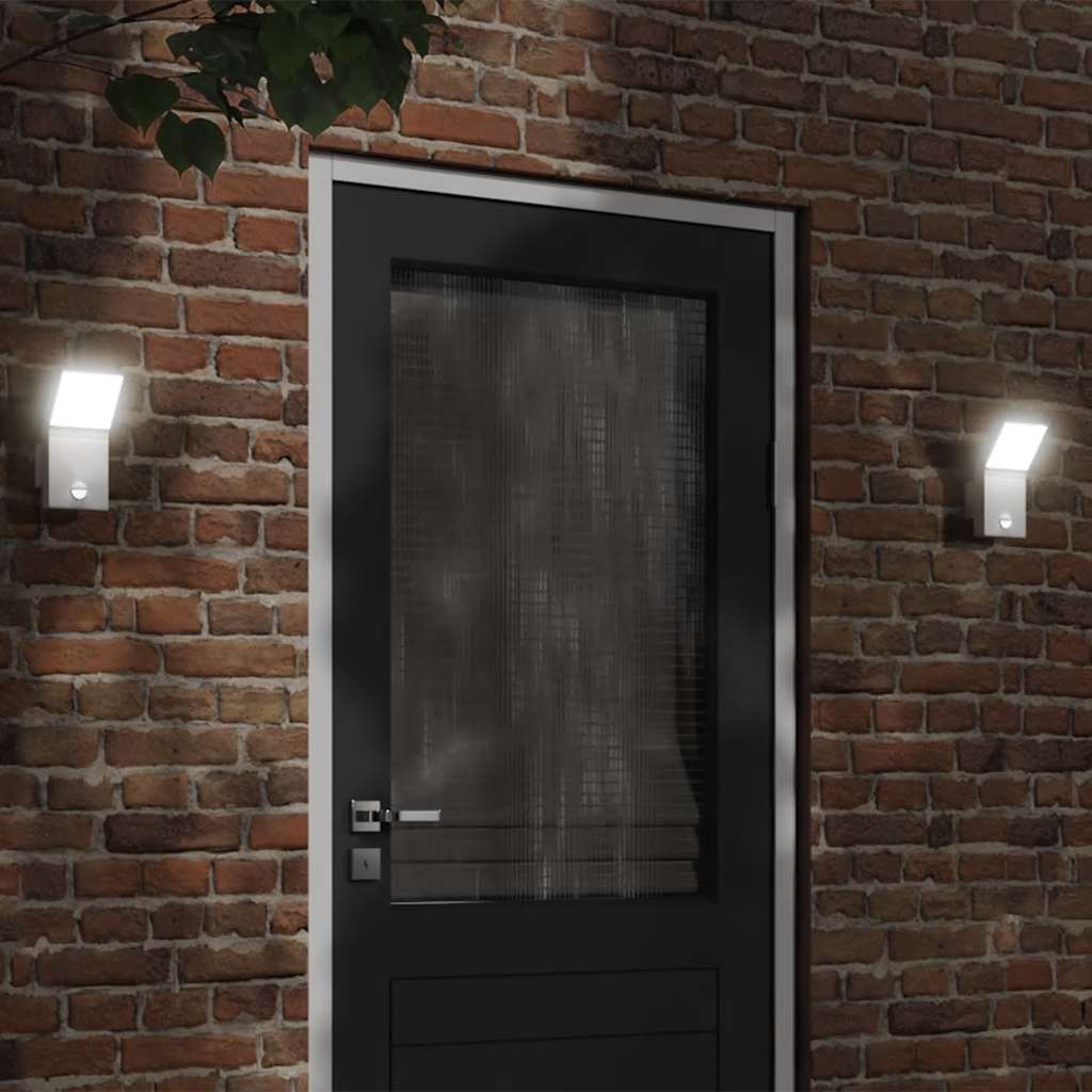 Vidaxl buitenwandlamp led met sensoren gegoten aluminium wit