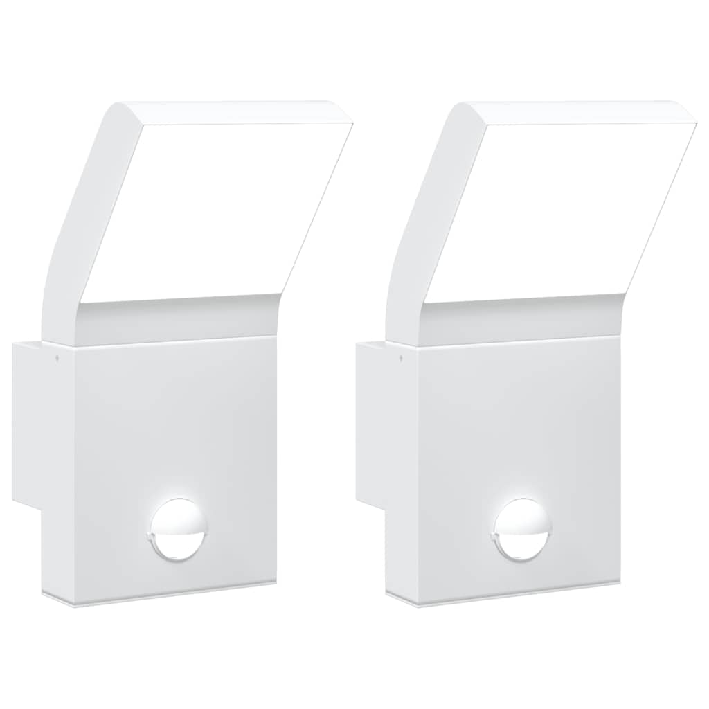 Vidaxl buitenwandlampen 2 st led met sensoren gegoten aluminium wit
