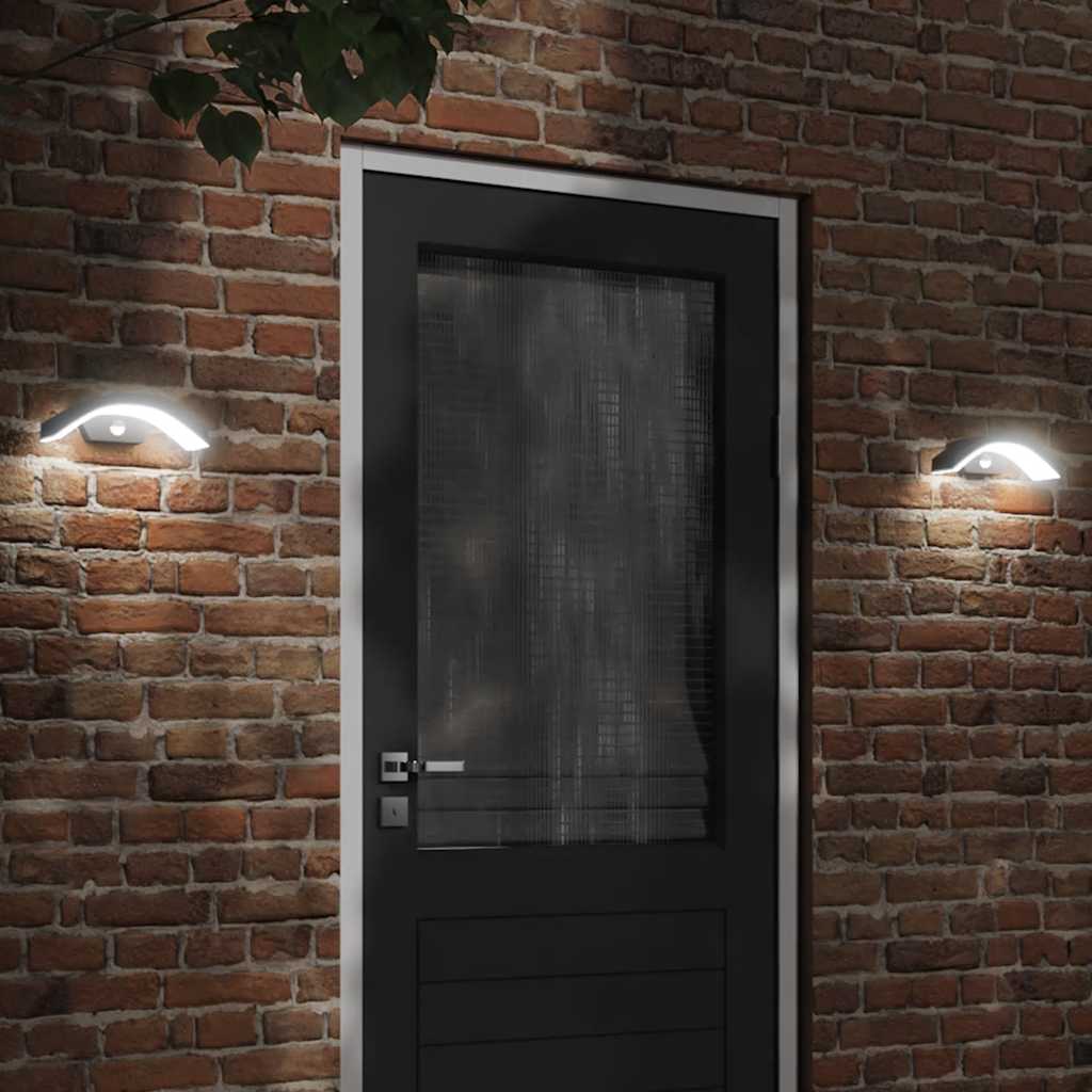 Vidaxl buitenwandlampen 2 st led met sensoren gegoten aluminium zwart