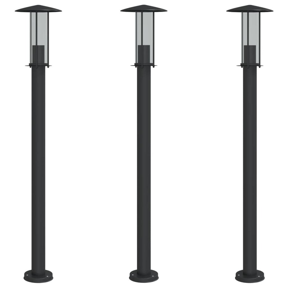Vidaxl vloerlamp voor buiten 3 st 100 cm roestvrij staal zwart
