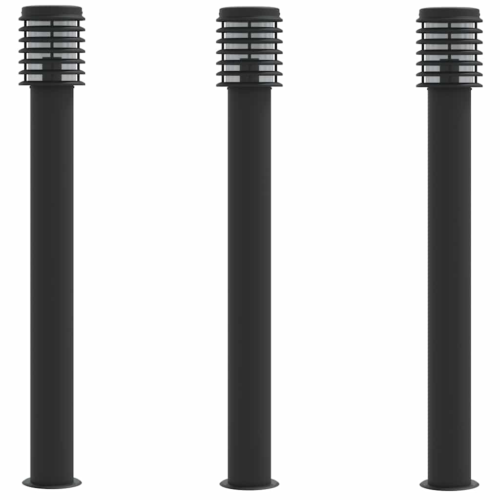 Vidaxl vloerlamp voor buiten 3 st 110 cm roestvrijstaal zwart