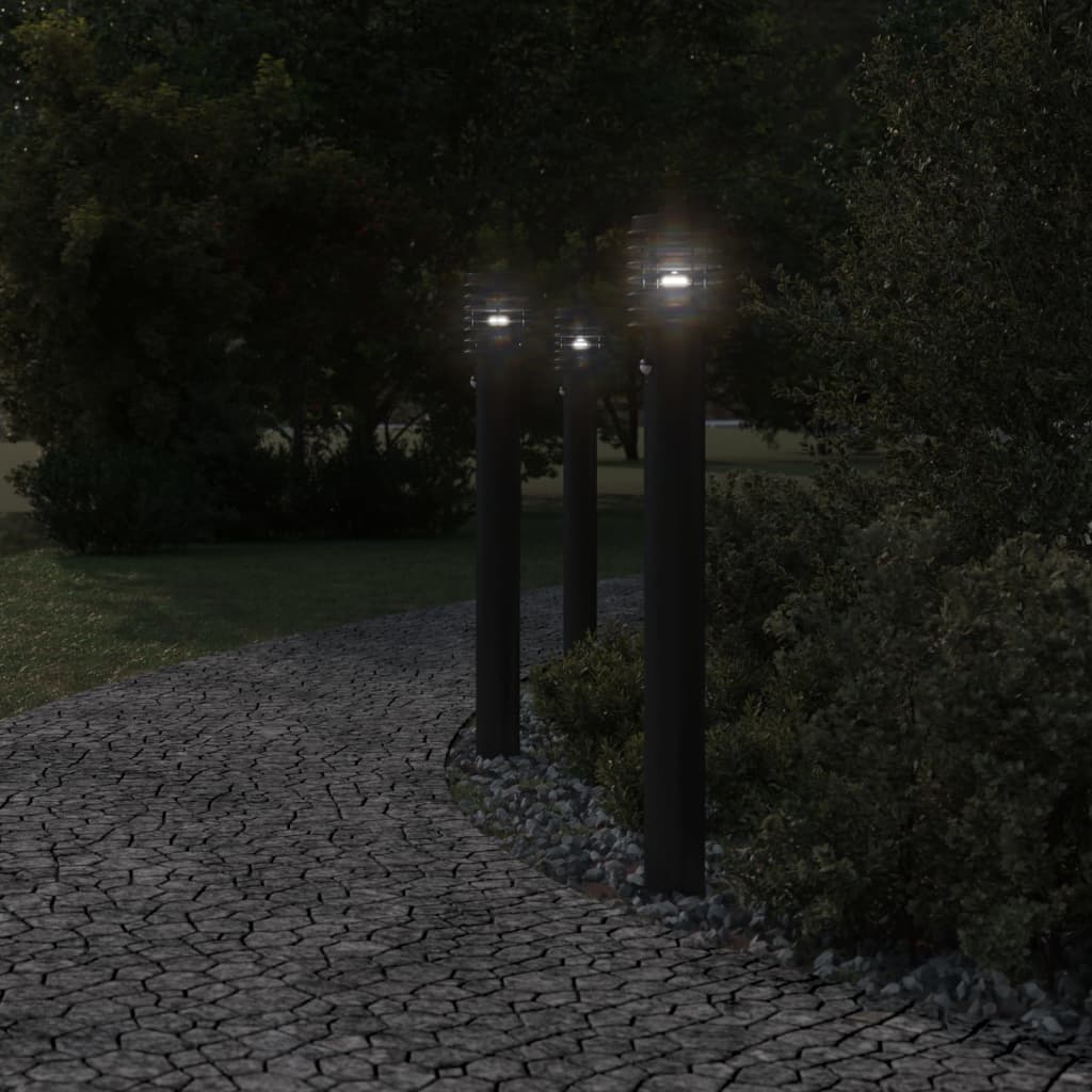 Vidaxl buitenvloerlampen 3 st met sensoren 110 cm roestvrijstaal zwart