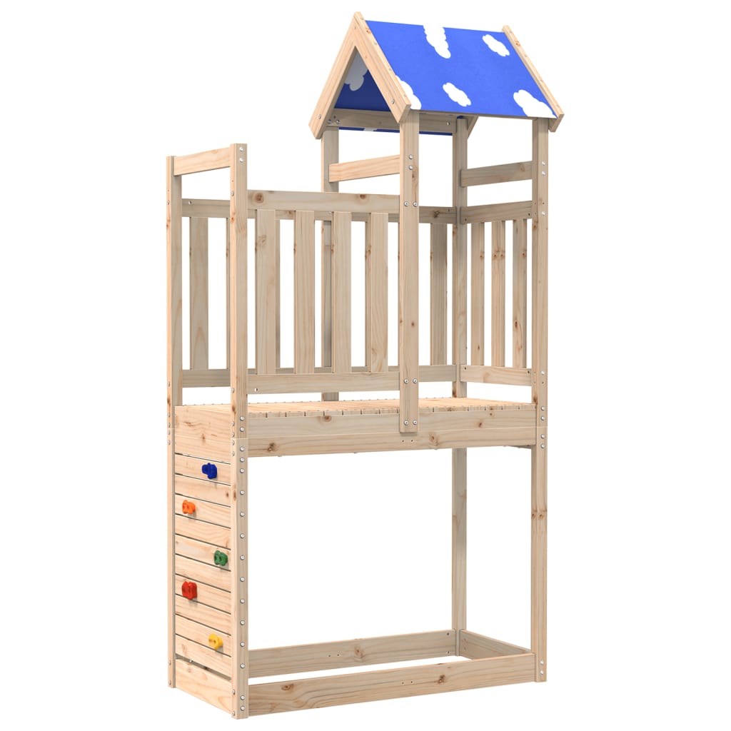 VidaXL Speeltoren met klimwand 110,5x52,5x215 cm massief groenhout