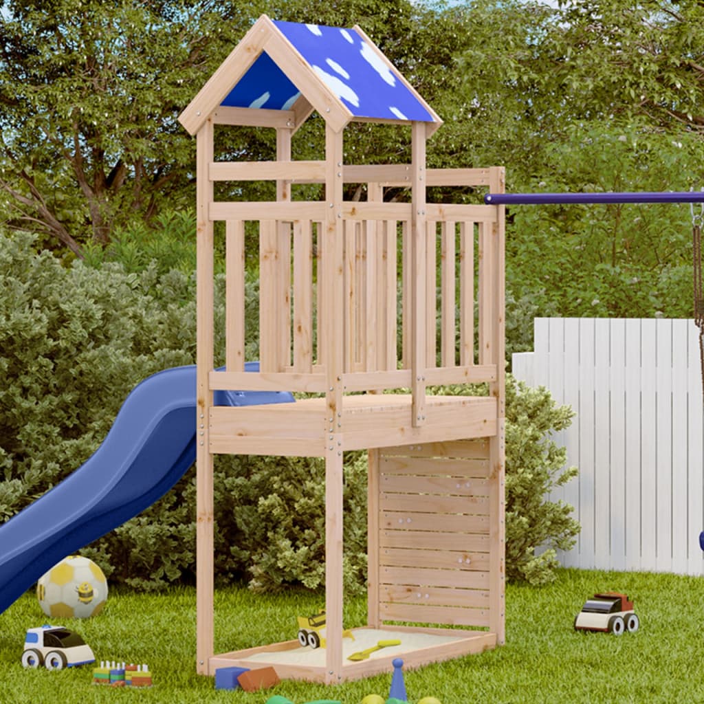 VidaXL Speeltoren met klimwand 110,5x52,5x215 cm massief groenhout