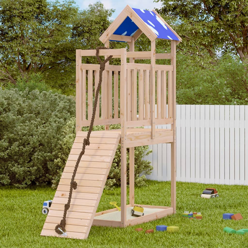 VidaXL Speeltoren 110,5x52,5x215 cm massief groenhout
