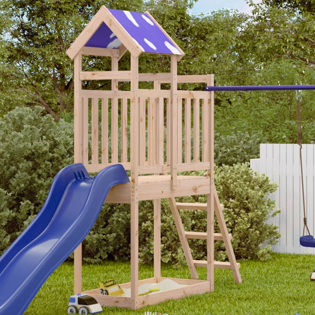 VidaXL Speeltoren met ladder 110,5x52,5x215 cm massief groenhout