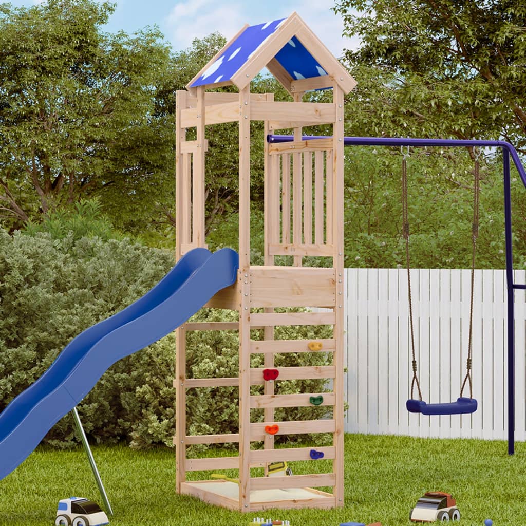 VidaXL Speeltoren met rotswand 85x52,5x239 cm massief groenhout