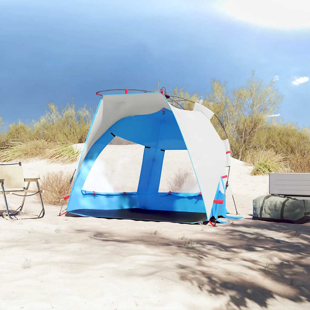 Vidaxl strandtent 2-persoons waterdichte snelontgrendeling azuurblauw