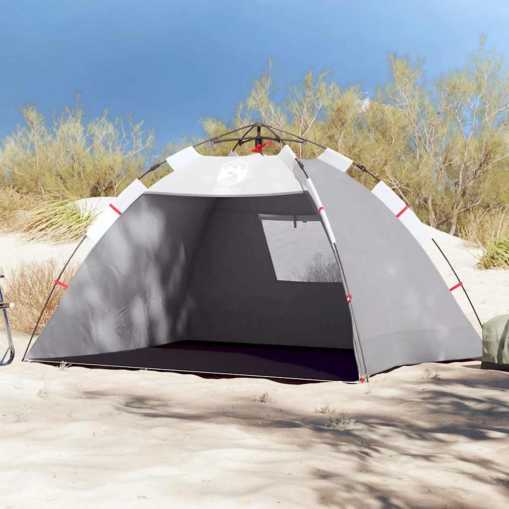Vidaxl strandtent 2-persoons waterdichte snelontgrendeling grijs