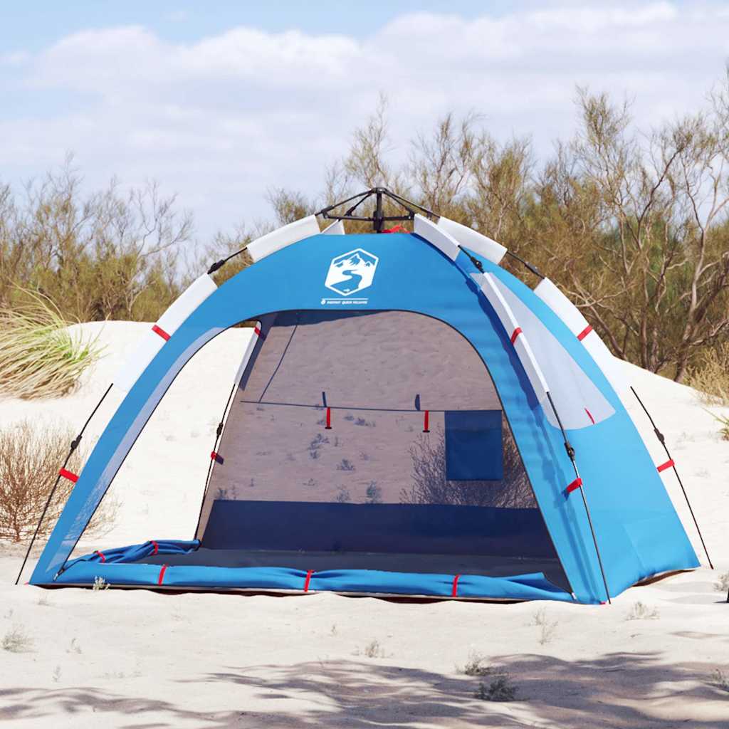 Vidaxl strandtent 2-persoons waterdichte snelontgrendeling azuurblauw