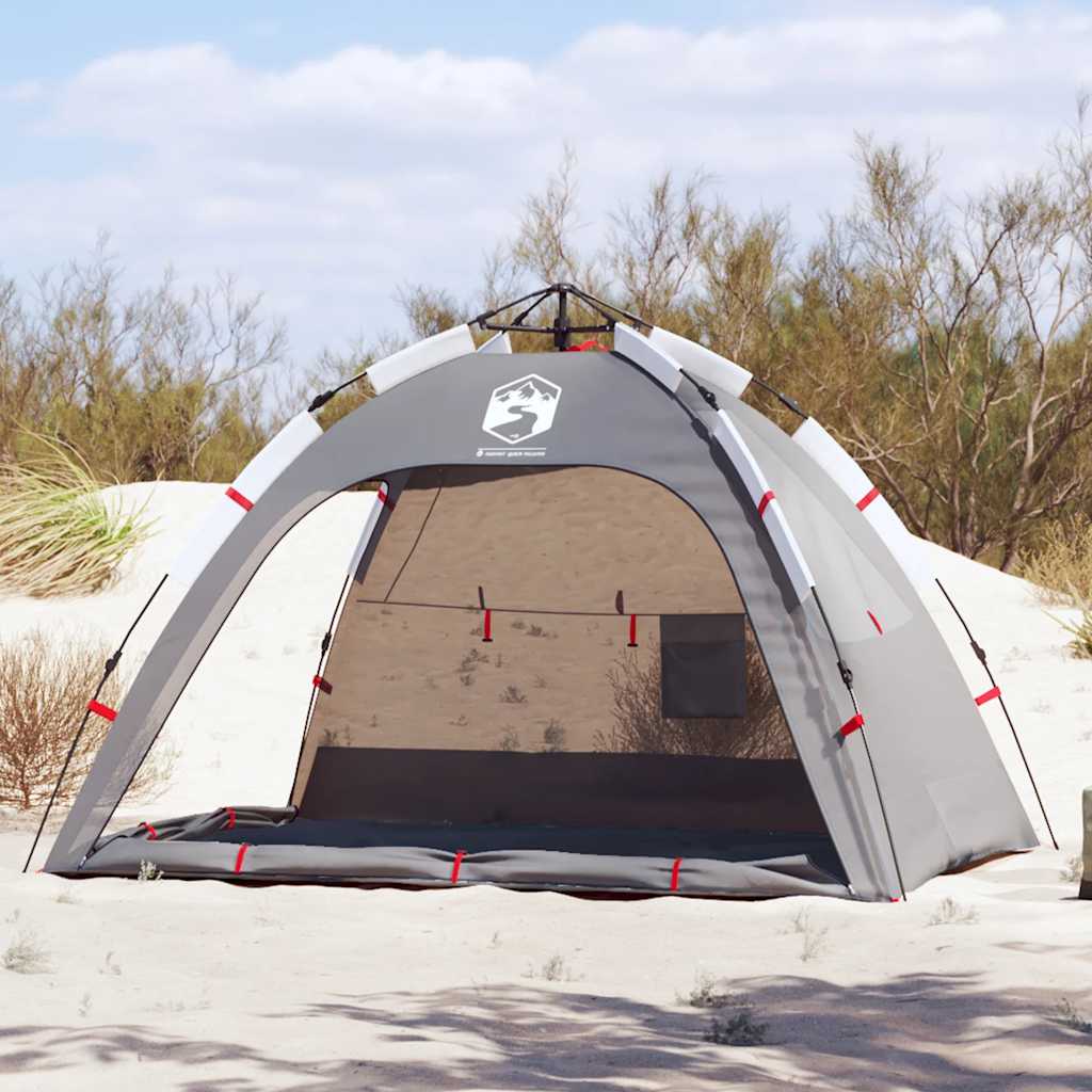 Vidaxl strandtent 2-persoons waterdichte snelontgrendeling grijs