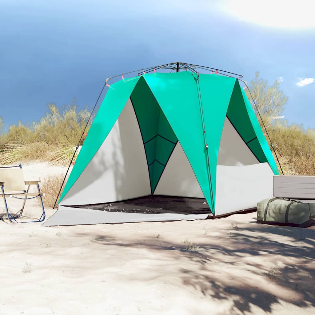 Vidaxl strandtent 4-persoons waterdichte snelontgrendeling zeegroen