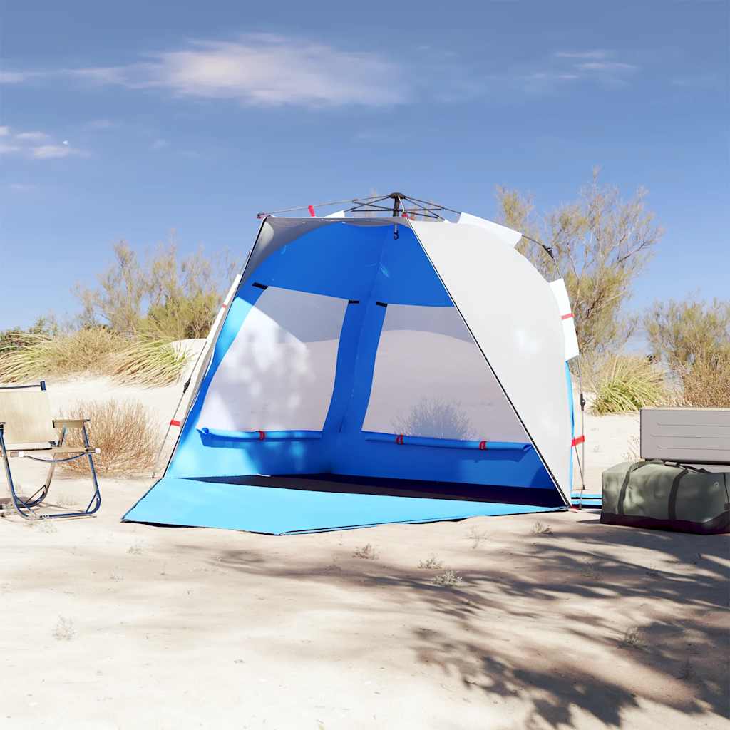 Vidaxl strandtent 3-persoons waterdichte snelontgrendeling azuurblauw