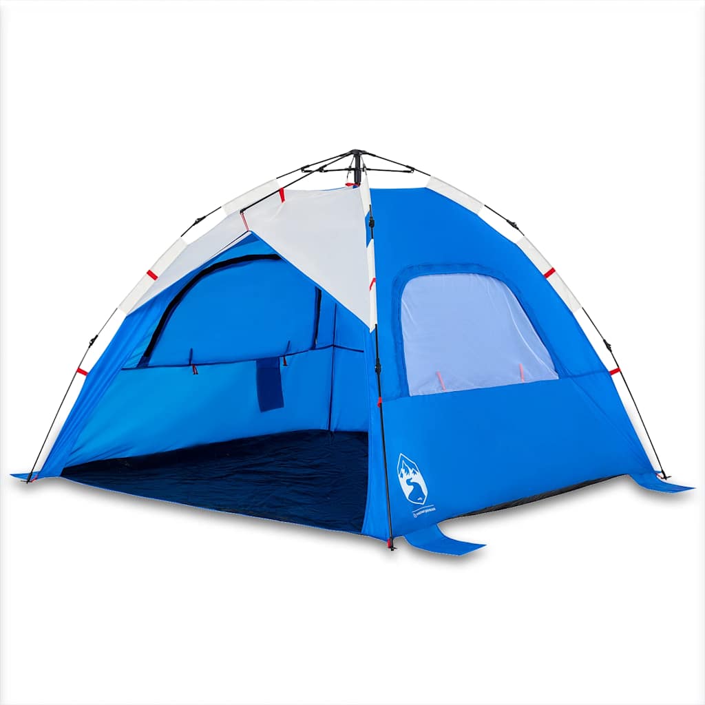 Vidaxl strandtent 3-persoons waterdichte snelontgrendeling azuurblauw