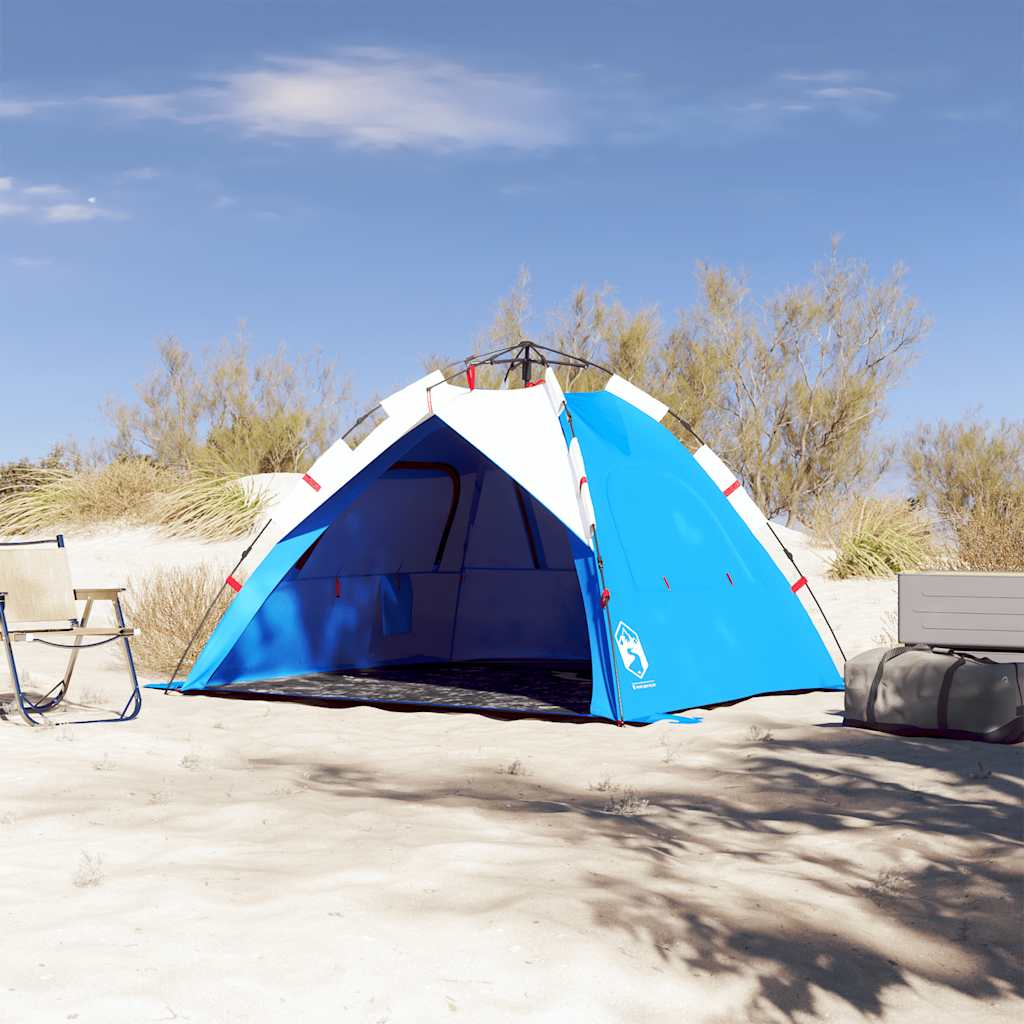 Vidaxl strandtent 3-persoons waterdichte snelontgrendeling azuurblauw