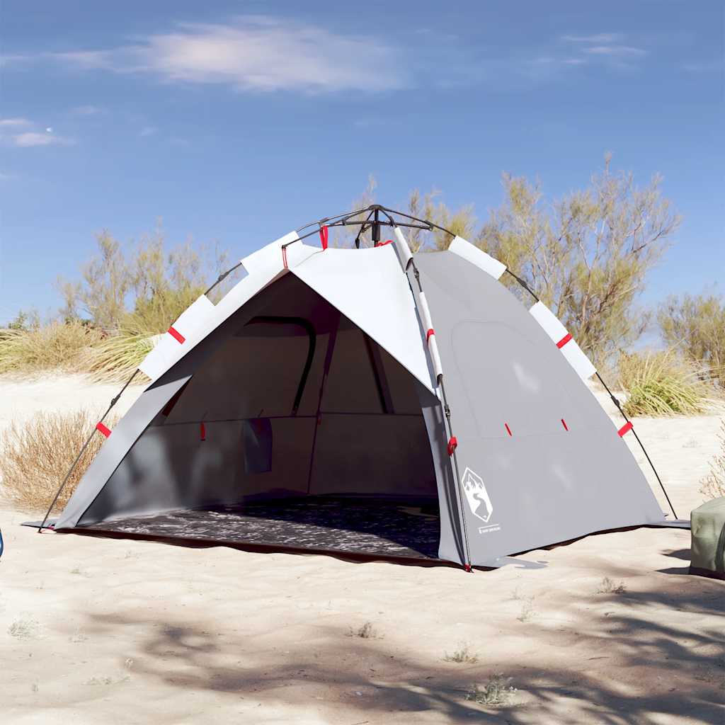 Vidaxl strandtent 3-persoons waterdichte snelontgrendeling grijs