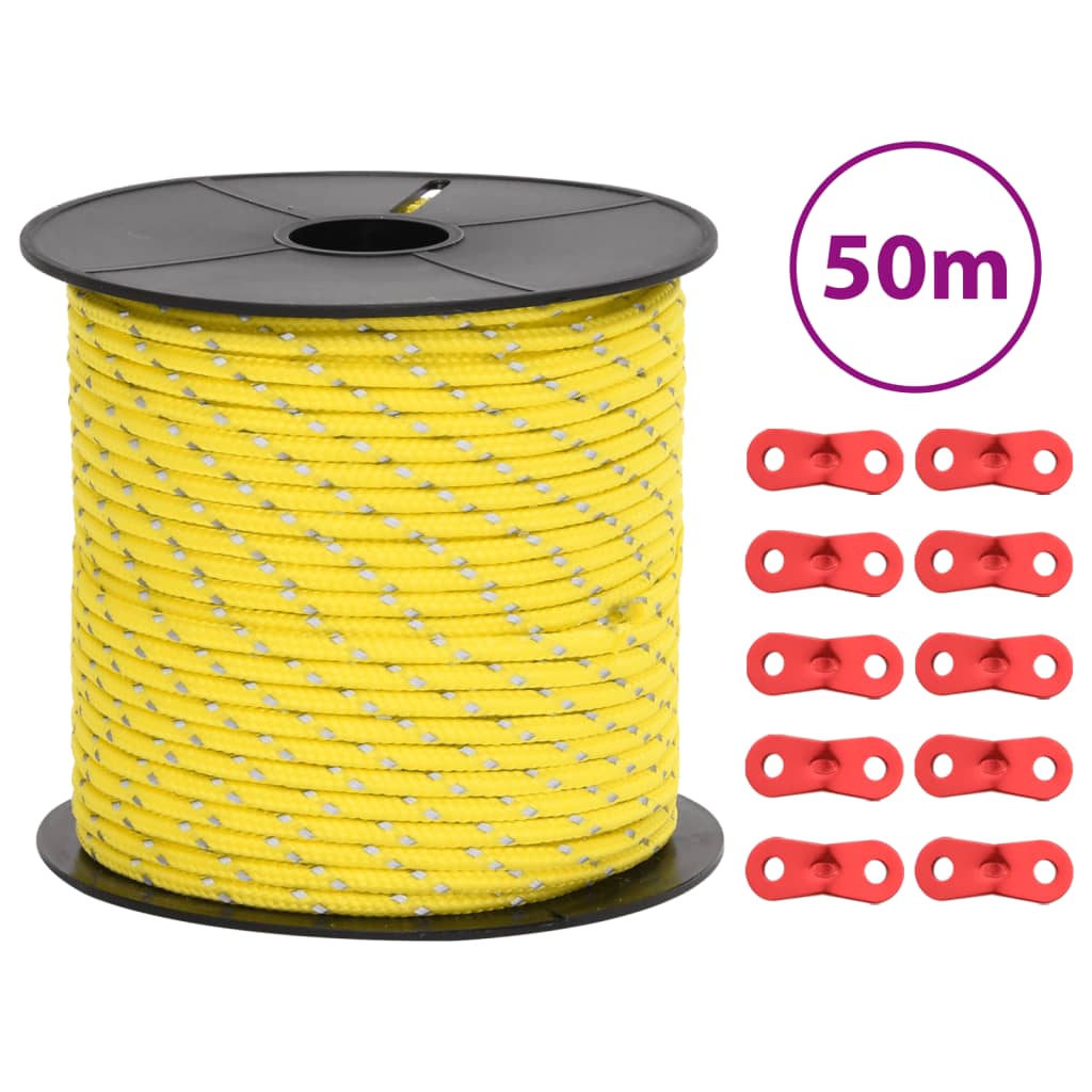 Vidaxl tentscheerlijn met reflecterende strips en steeksleutels 50 m 4 mm