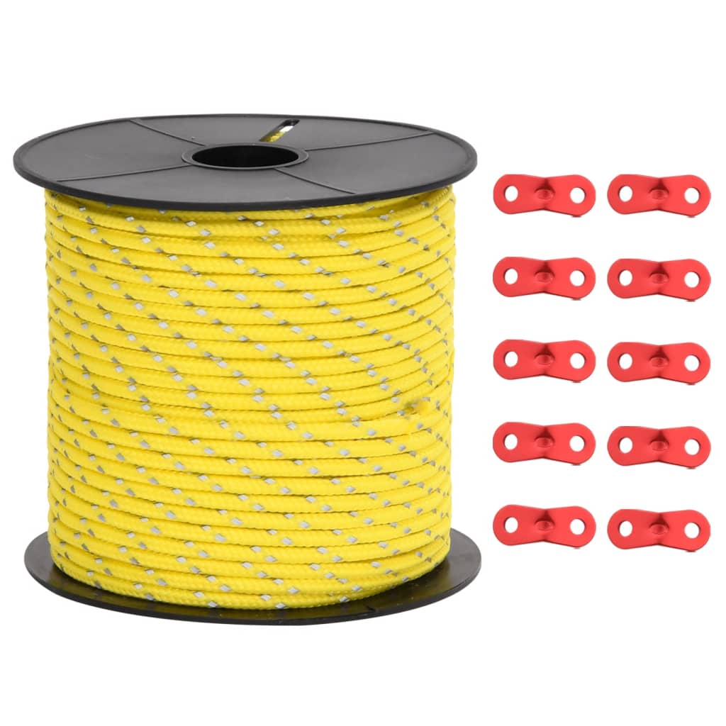 Vidaxl tentscheerlijn met reflecterende strips en steeksleutels 50 m 4 mm