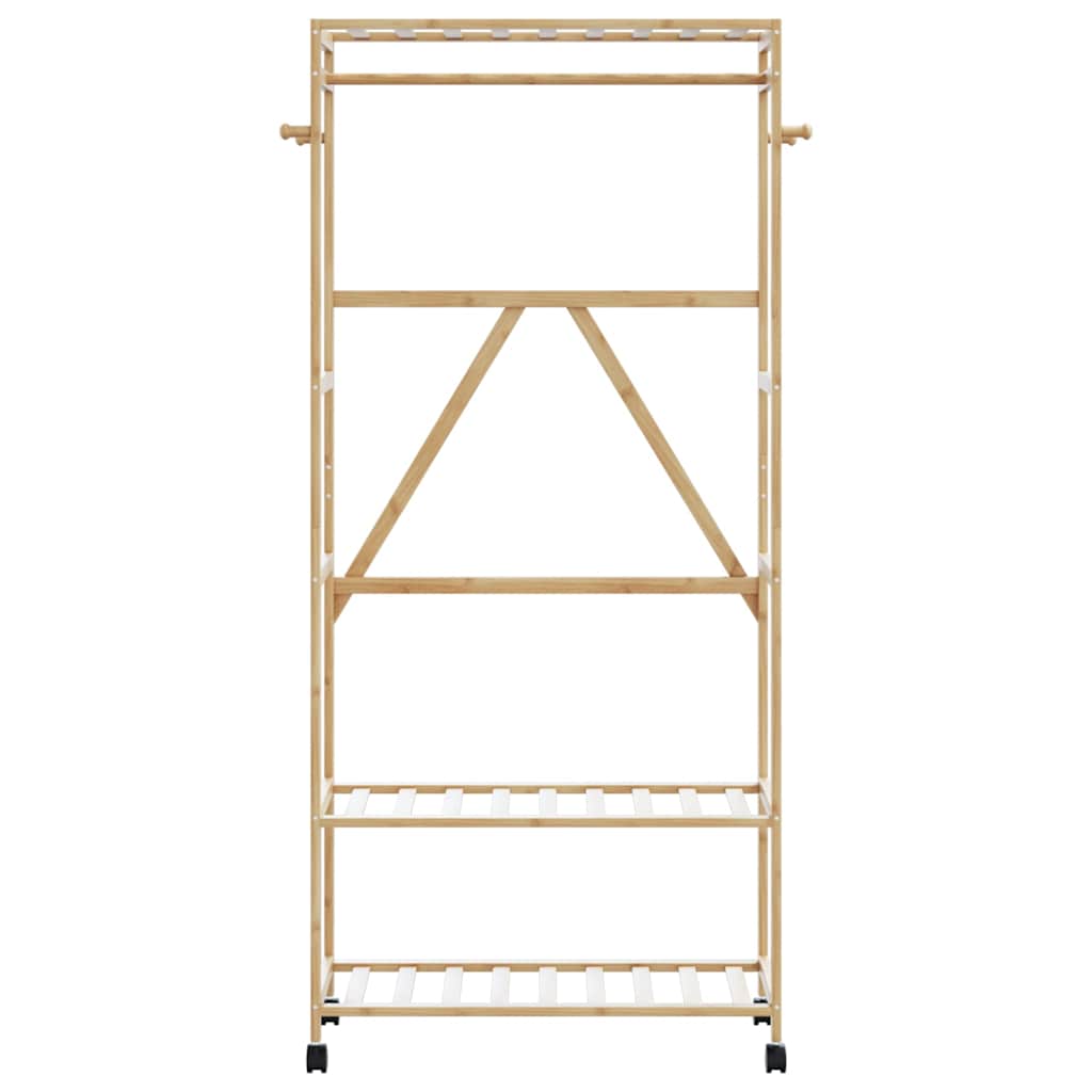 Vidaxl kledingrek met schappen en wielen 90x40x179,5 cm bamboe
