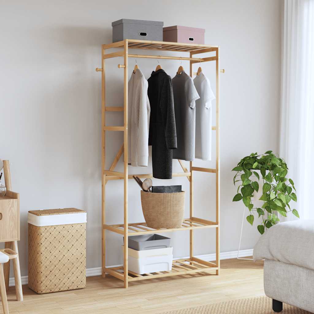 Vidaxl kledingrek met schappen 80x40x175 cm bamboe