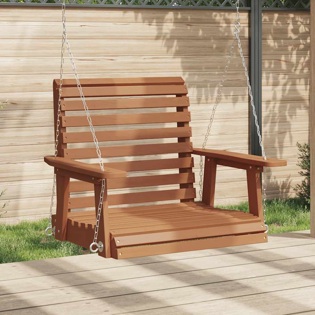 Vidaxl tuinschommelstoel met metalen kettingen massief vuurhout bruin