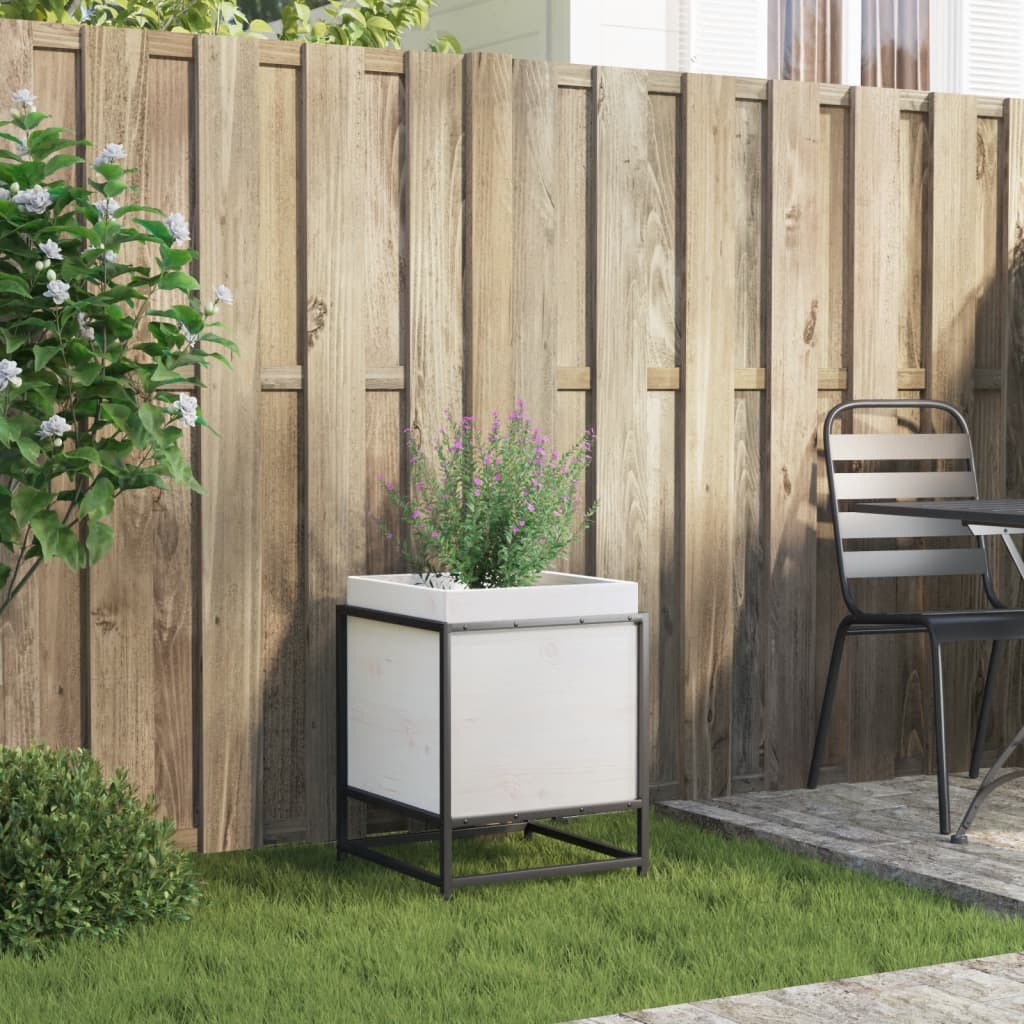 Vidaxl plantenbak 40x40x50 cm massief groenhout wit