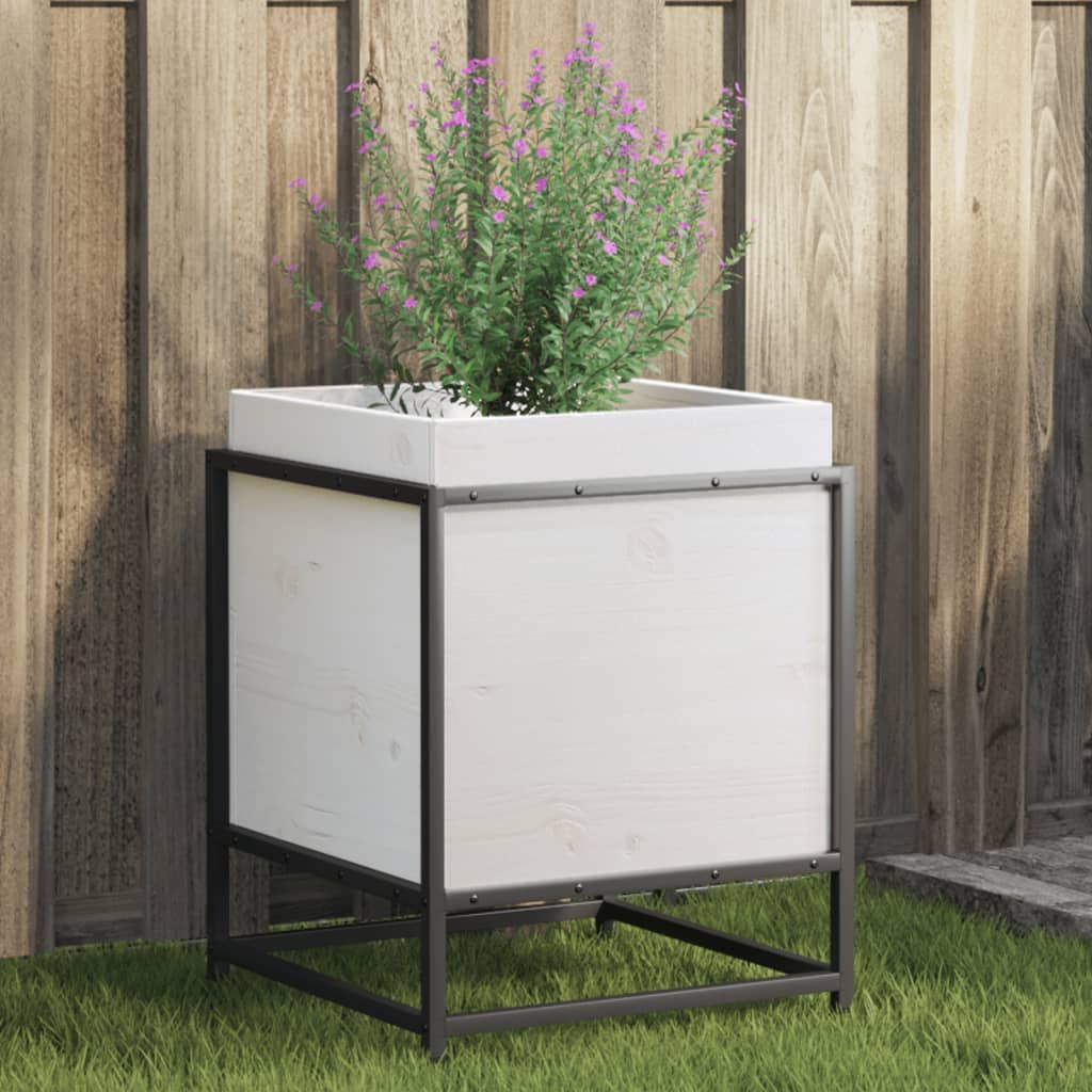 Vidaxl plantenbak 40x40x50 cm massief groenhout wit