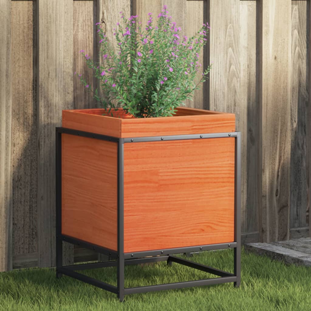 Vidaxl plantenbak 40x40x50 cm massief groenenhout wasbruin
