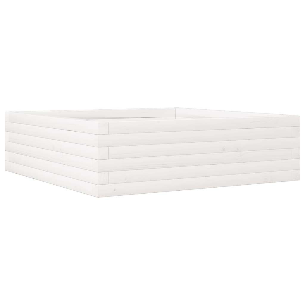 Vidaxl plantenbak 80x80x23 cm massief groenhout wit