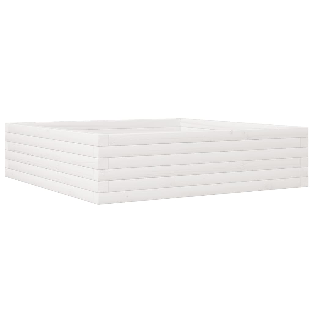 Vidaxl plantenbak 90x90x23 cm massief groenhout wit