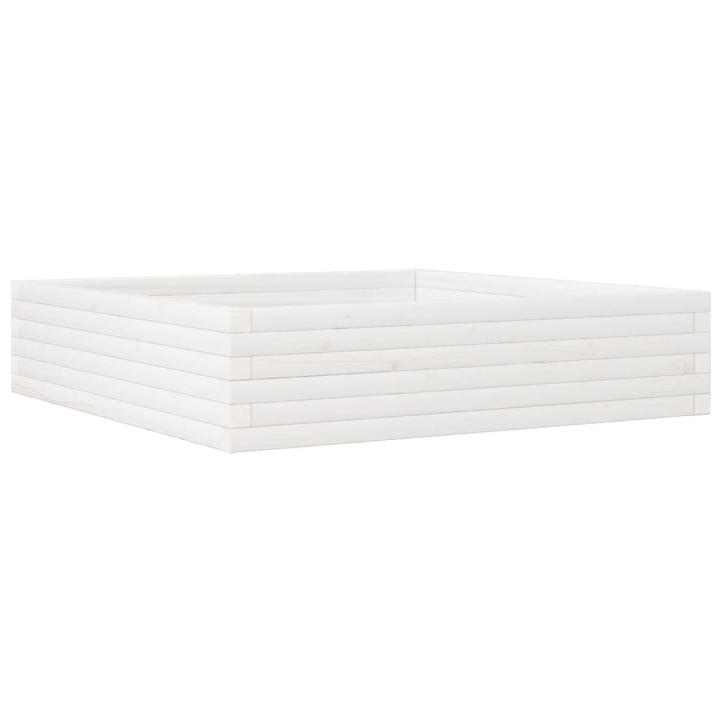 Vidaxl plantenbak 100x100x23 cm massief groenhout wit