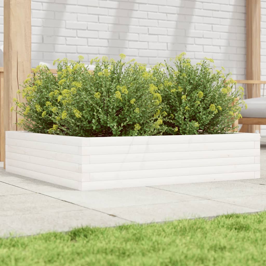 Vidaxl plantenbak 100x100x23 cm massief groenhout wit