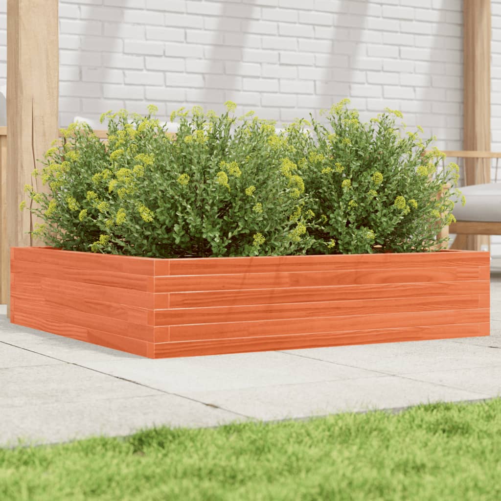 Vidaxl plantenbak 100x100x23 cm massief groenenhout wasbruin