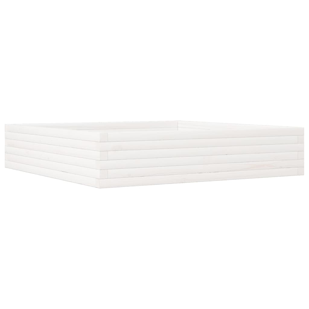 Vidaxl plantenbak 110x110x23 cm massief groenhout wit
