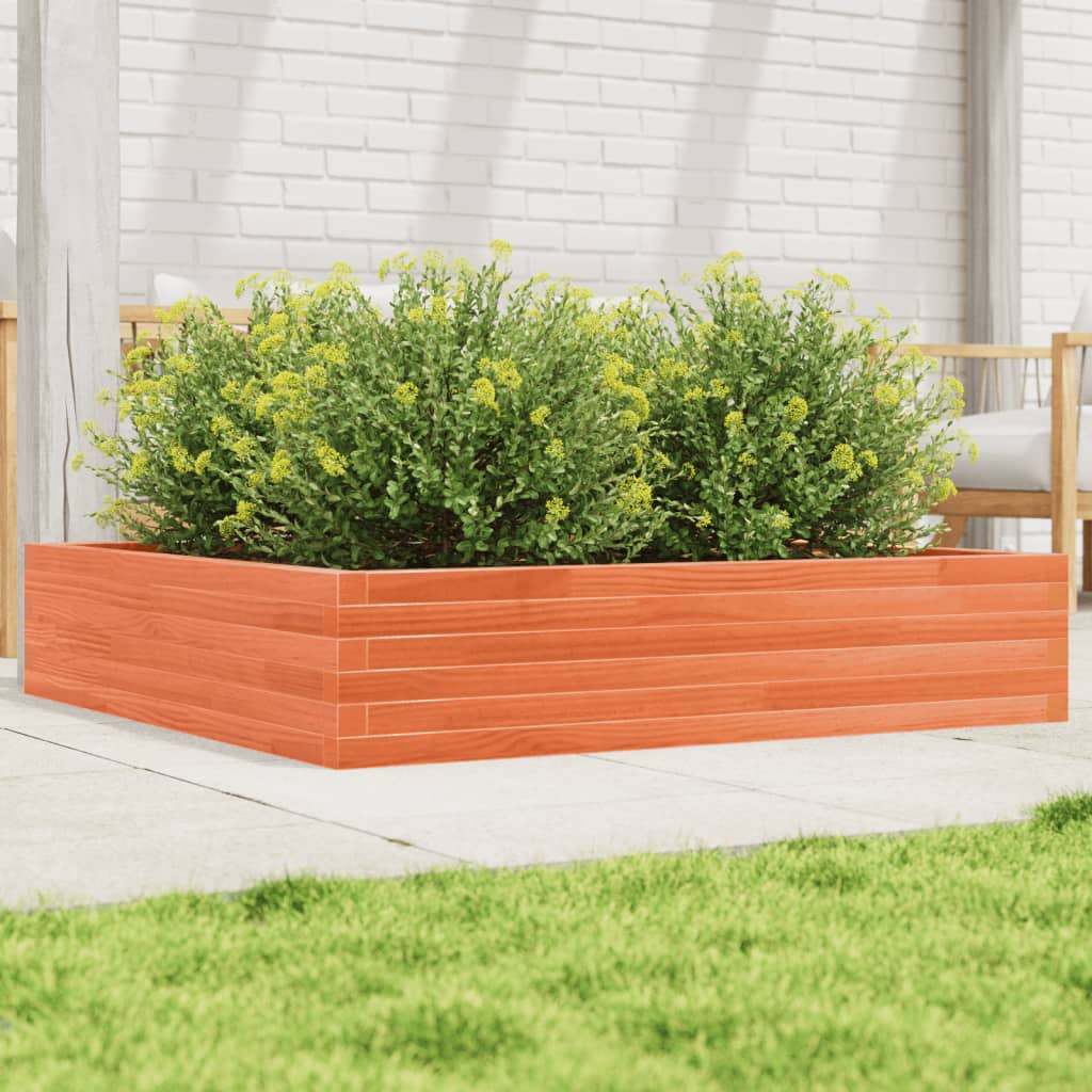 Vidaxl plantenbak 110x110x23 cm massief groenhout wasbruin