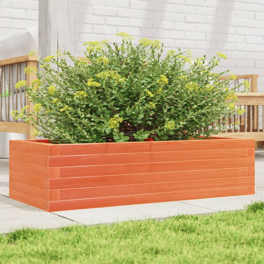 Vidaxl plantenbak 90x40x23 cm massief groenenhout wasbruin
