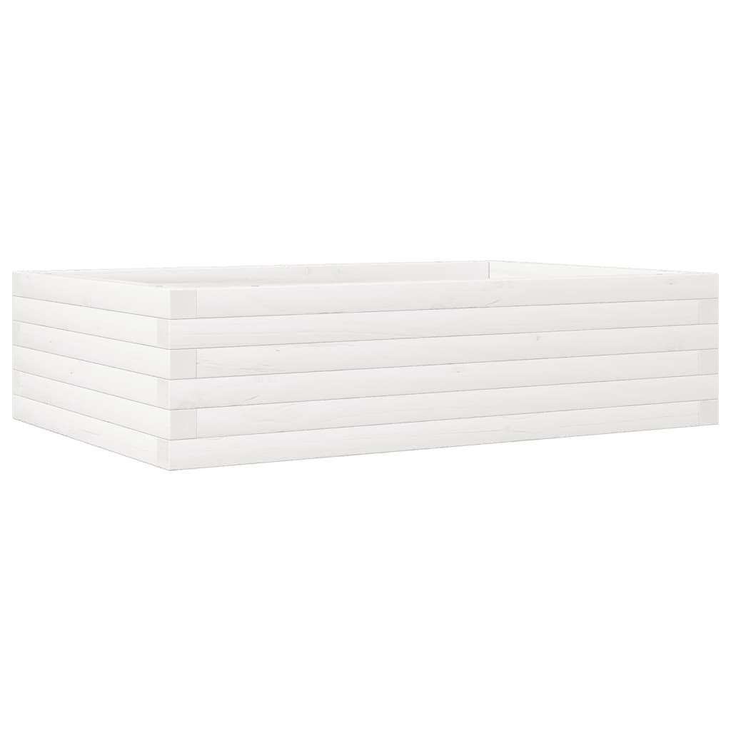 Vidaxl plantenbak 90x60x23 cm massief groenhout wit