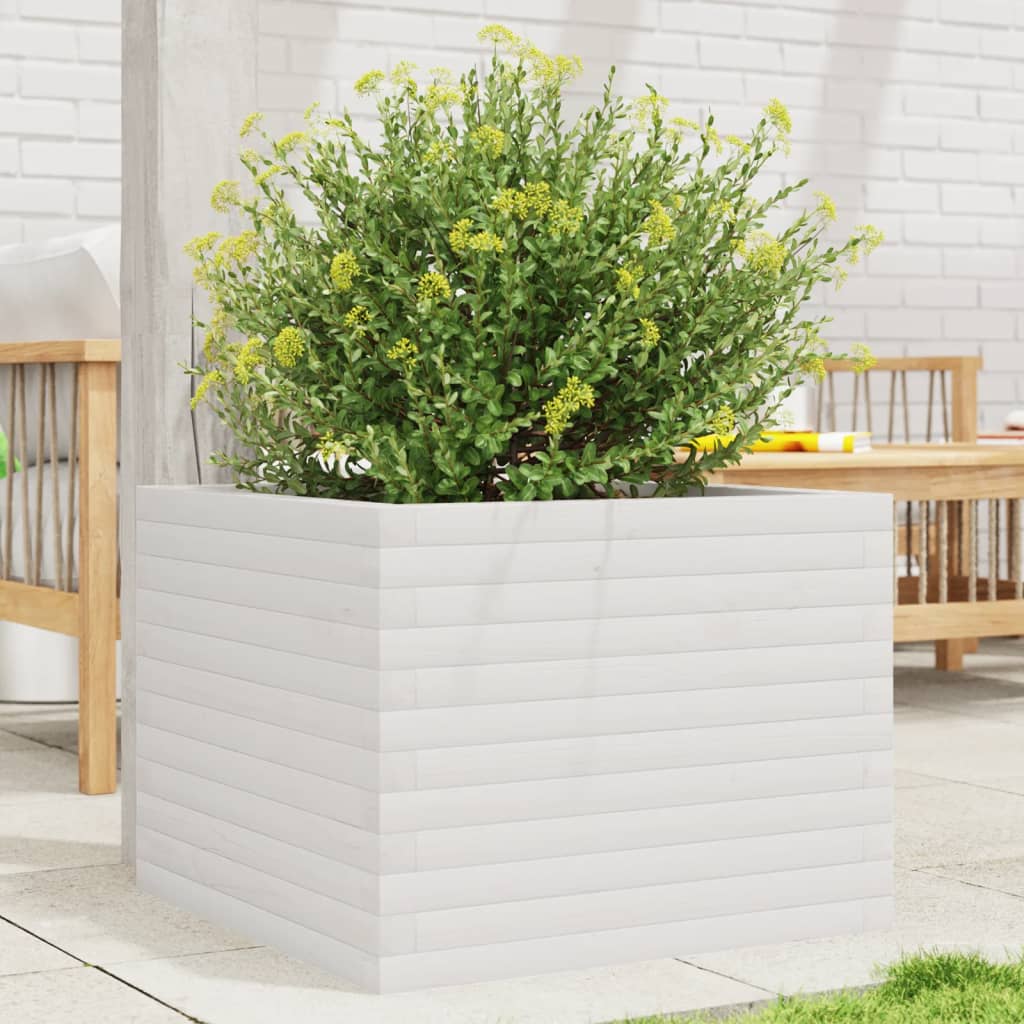Vidaxl plantenbak 60x60x45,5 cm massief groenhout wit