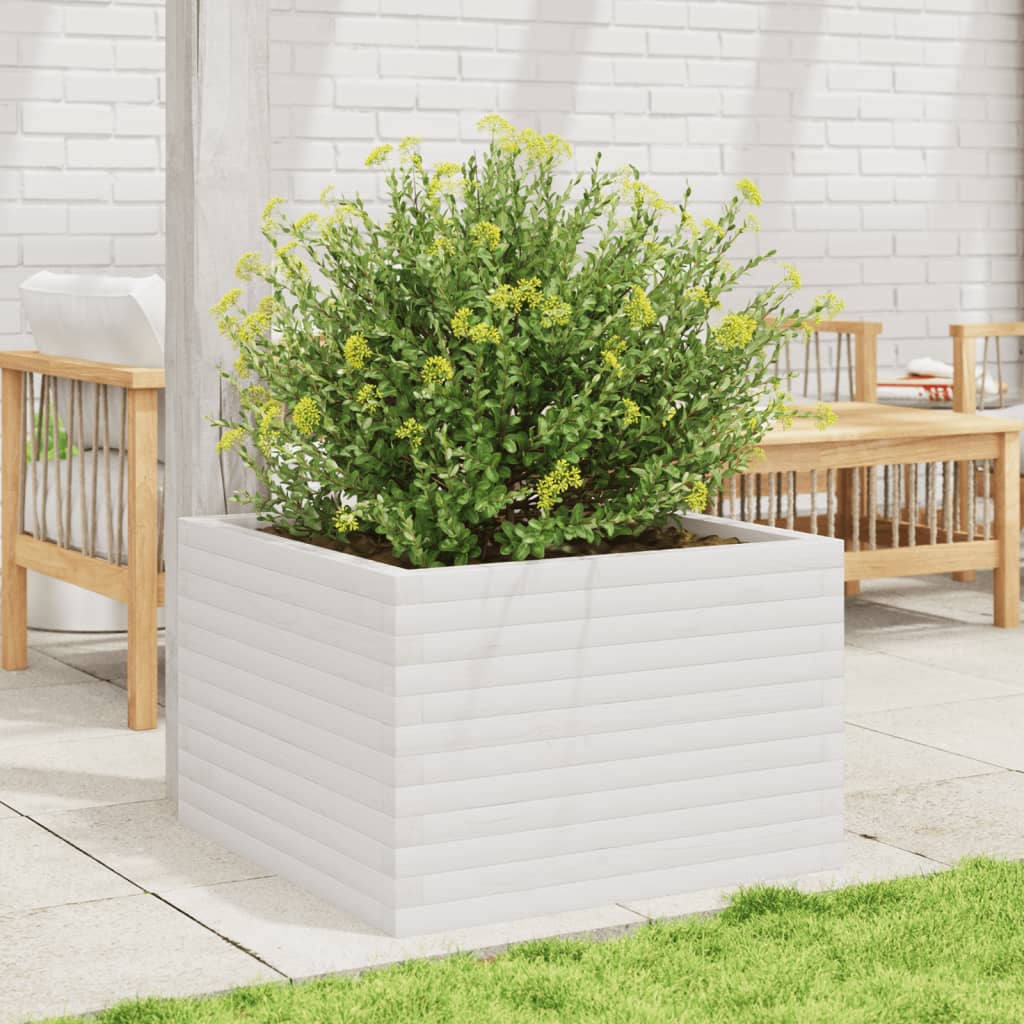 Vidaxl plantenbak 70x70x45,5 cm massief groenhout wit