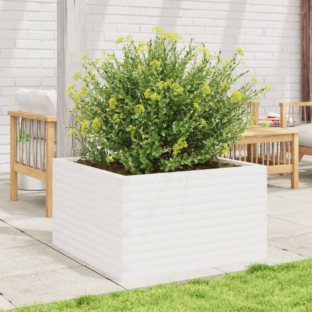 Vidaxl plantenbak 80x80x45,5 cm massief groenhout wit