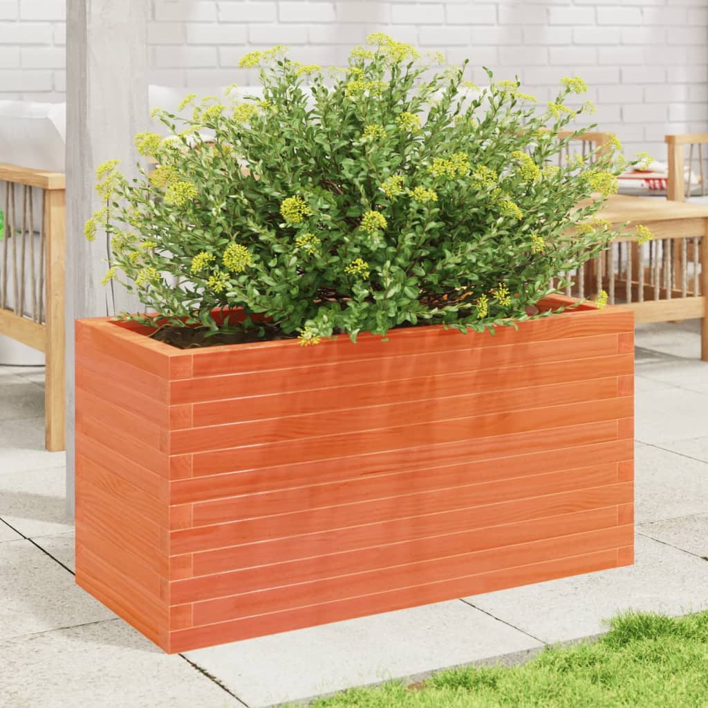 Vidaxl plantenbak 90x40x45,5 cm massief groenenhout wasbruin