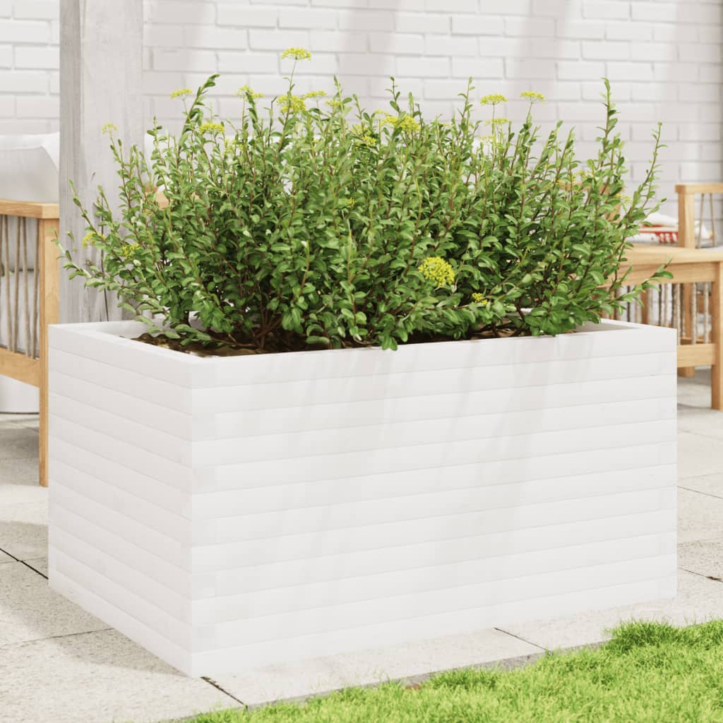 Vidaxl plantenbak 90x60x45,5 cm massief groenhout wit