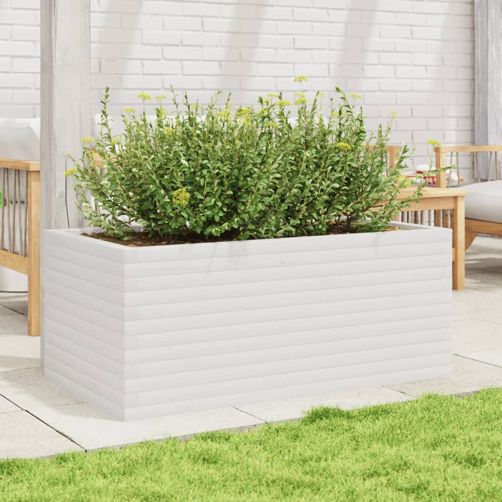 VidaXL Plantenbak 110x60x45,5 cm massief groenhout wit