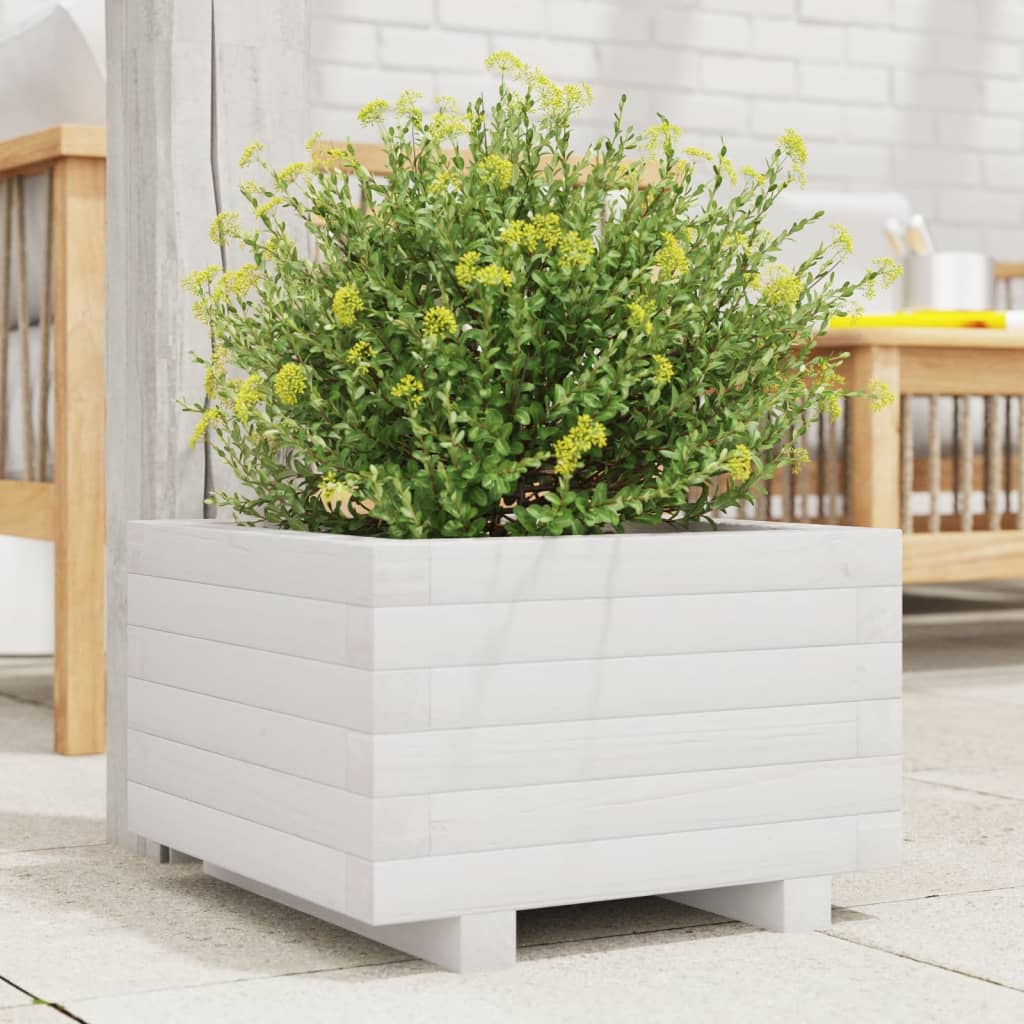 Vidaxl plantenbak 40x40x26,5 cm massief groenhout wit