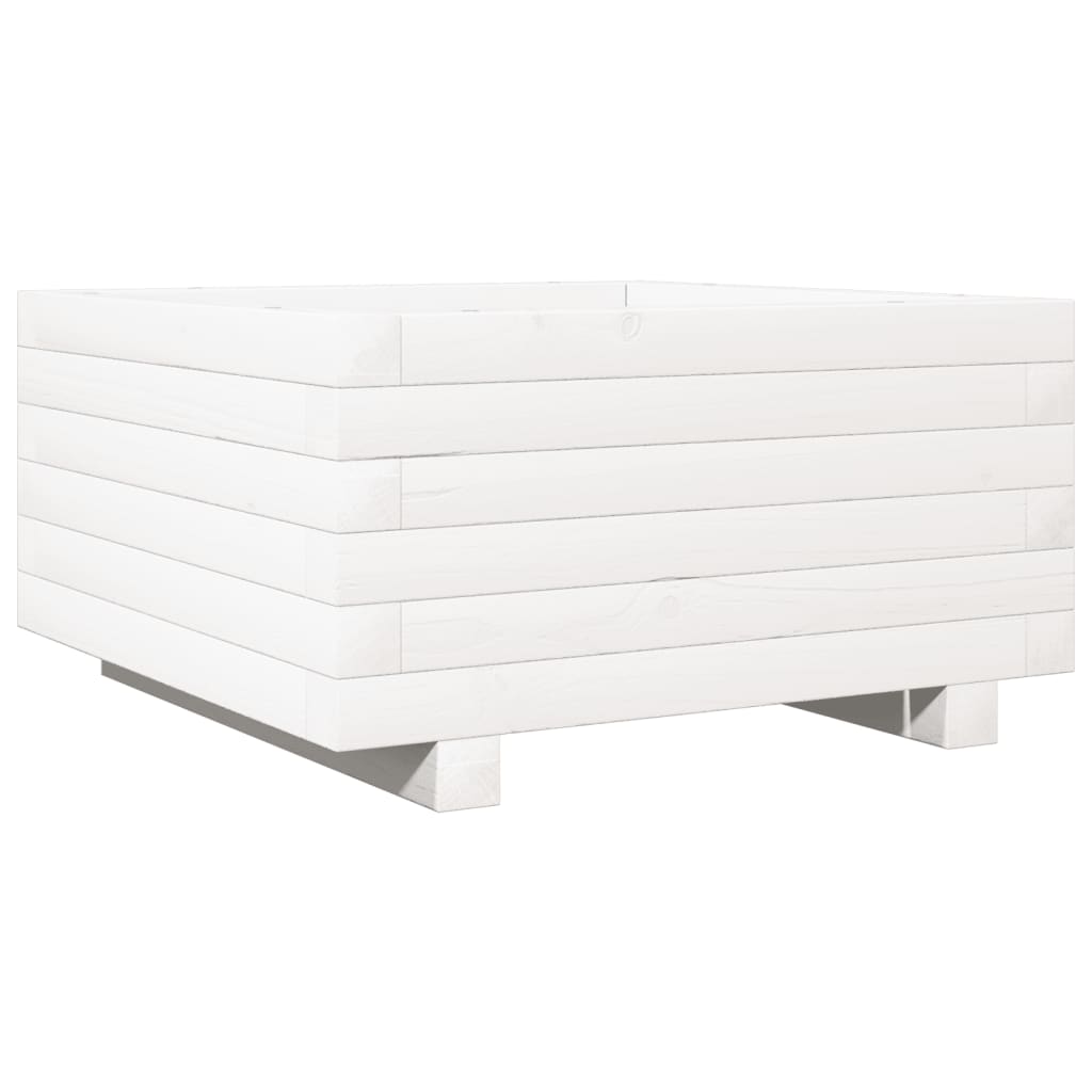 Vidaxl plantenbak 50x50x26,5 cm massief groenhout wit