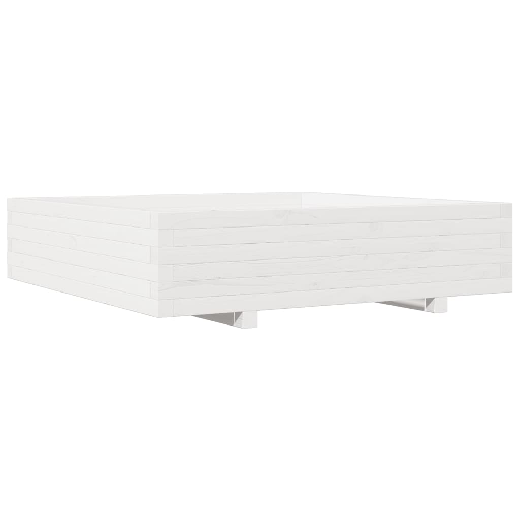 Vidaxl plantenbak 100x100x26,5 cm massief groenhout wit
