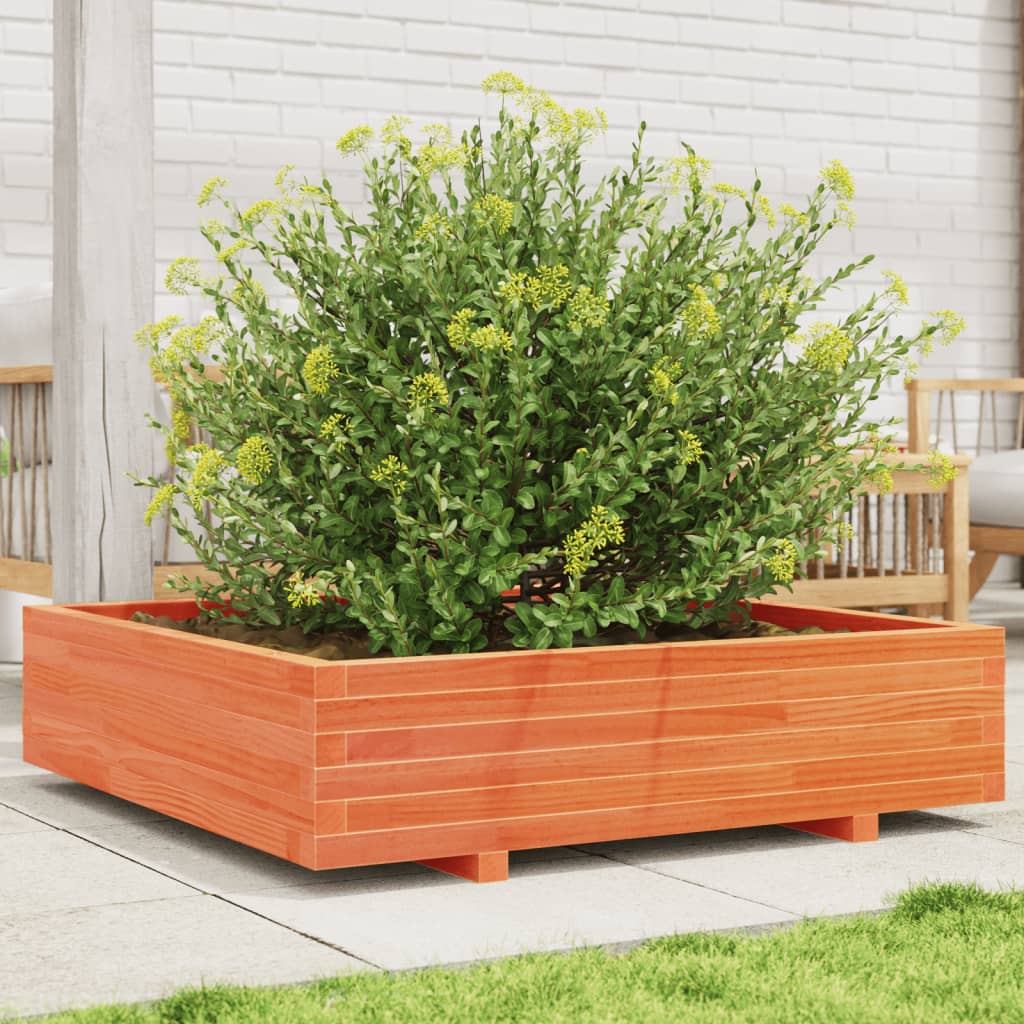 Vidaxl plantenbak 100x100x26,5 cm massief groenenhout wasbruin
