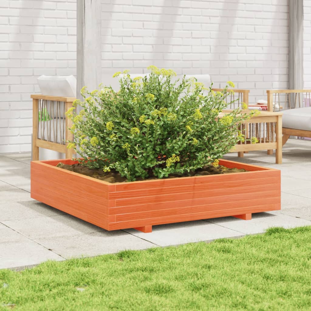 Vidaxl plantenbak 110x110x26,5 cm massief groenenhout wasbruin