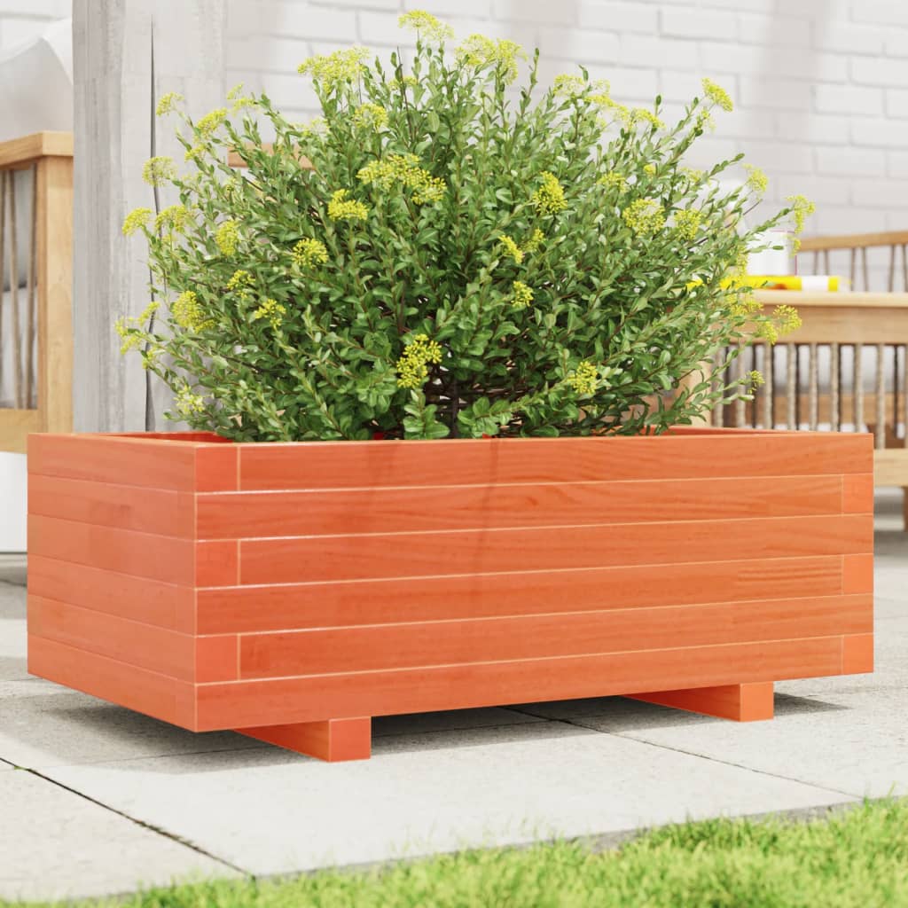 Vidaxl plantenbak 70x40x26,5 cm massief groenhout wasbruin